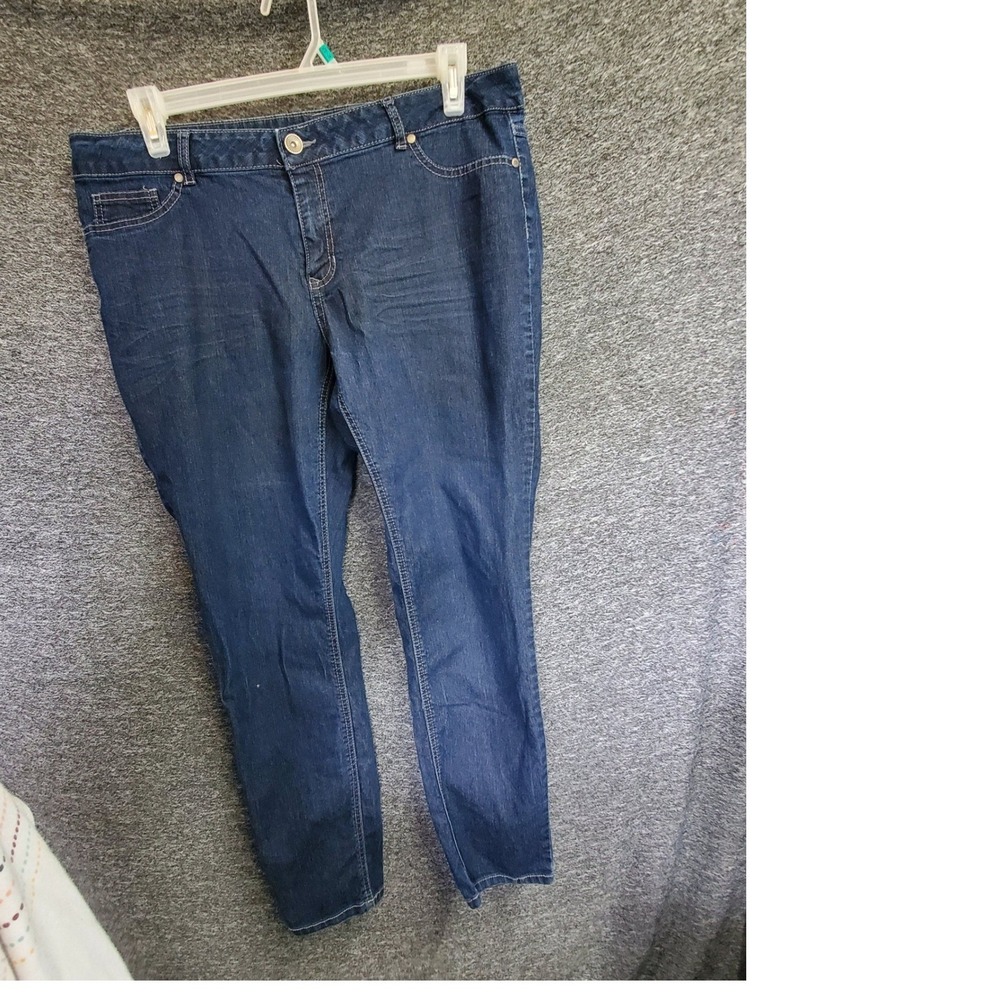 d.jeans Womens 16W Dark Wash Skinny Jeans Embellished Back Pockets Stretch Denim